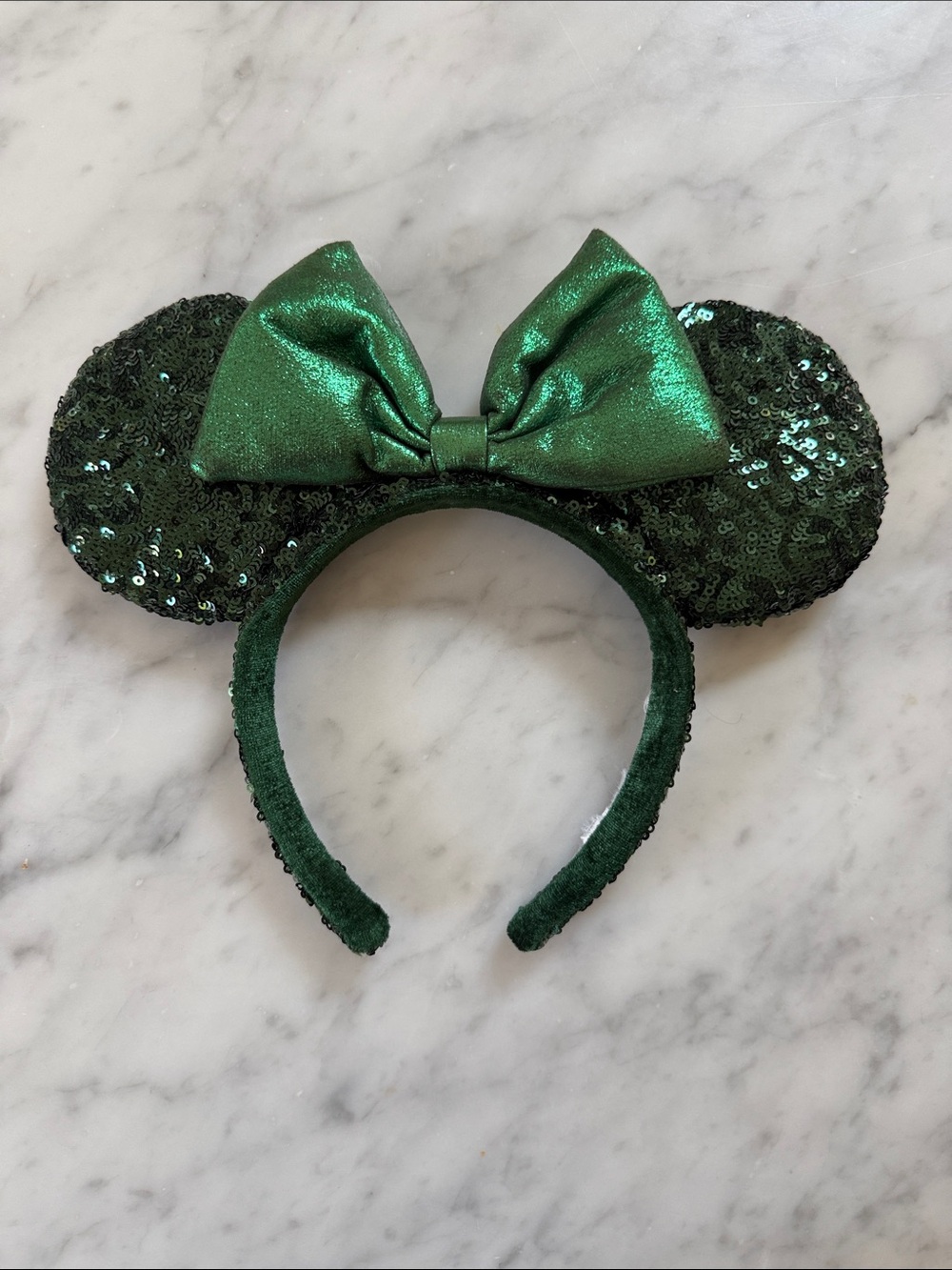 Green Sequin Mouse Ear Headband with Bow